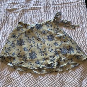 Urban Outfitters blue and white silk floral wrap skirt - Size M